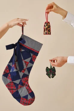 christmas tree decoration - green check bow