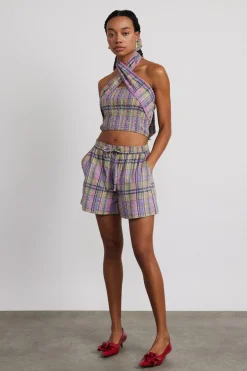 cindy check pull on shorts