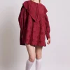clementine embroidered collared mini dress - burgundy