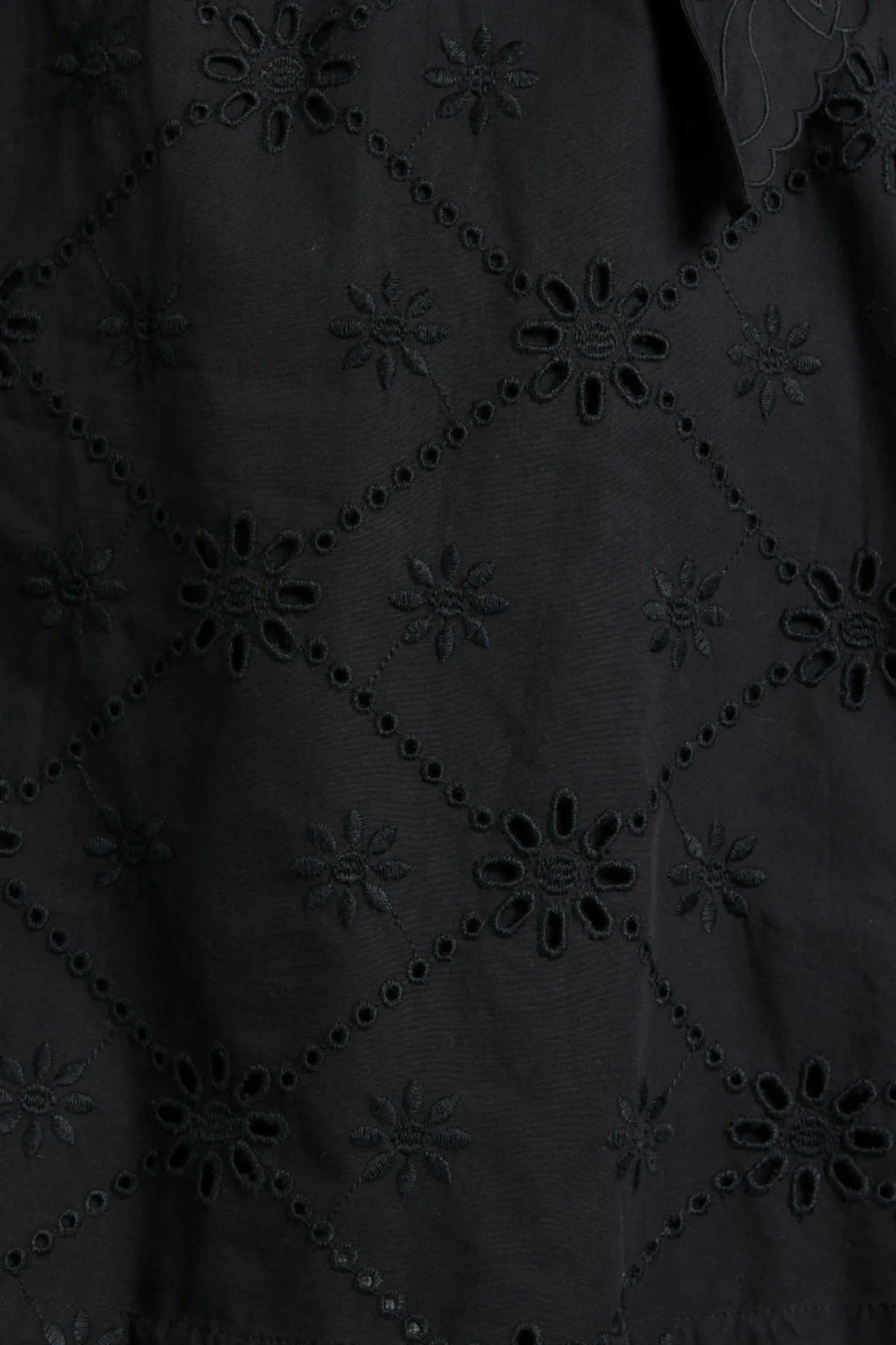 clementine embroidered collared mini dress - black