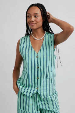 coco oversized waistcoat - mint stripe