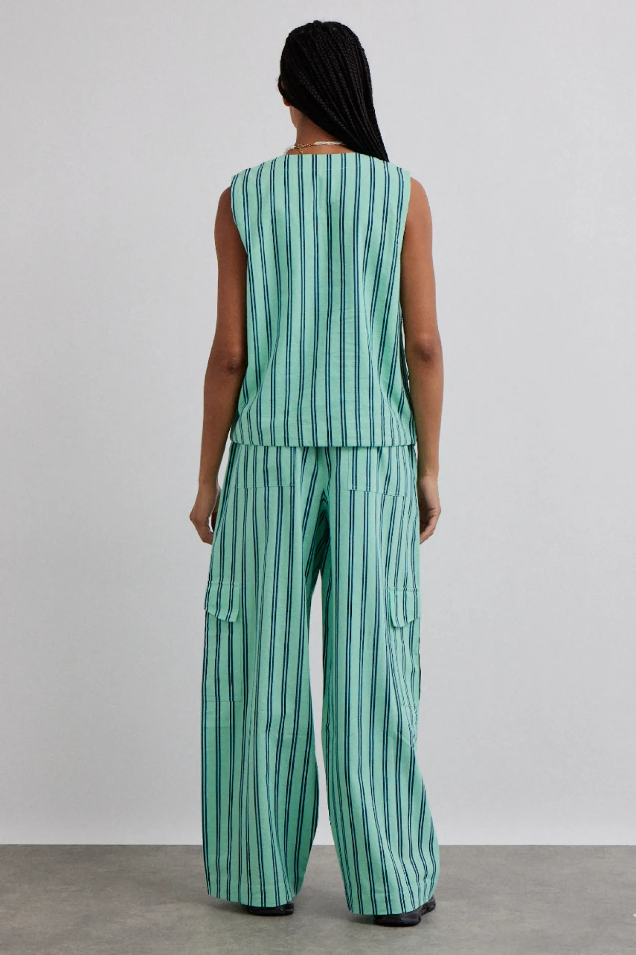 coco oversized waistcoat - mint stripe