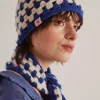 crochet stripe hat - blue