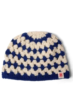 crochet stripe hat - blue