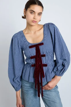 dakota blouse - blue check
