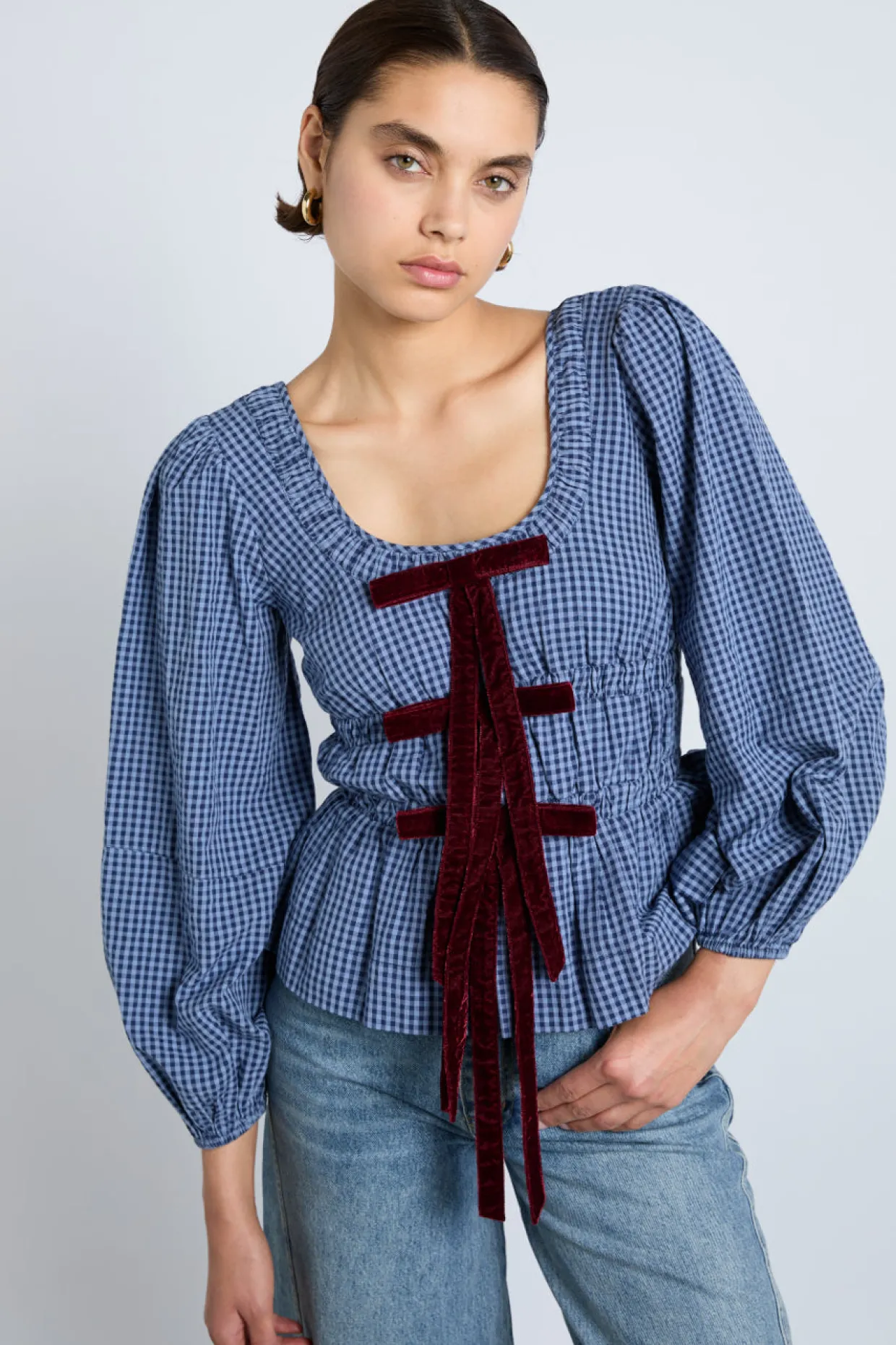dakota blouse - blue check