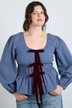 dakota blouse - blue check