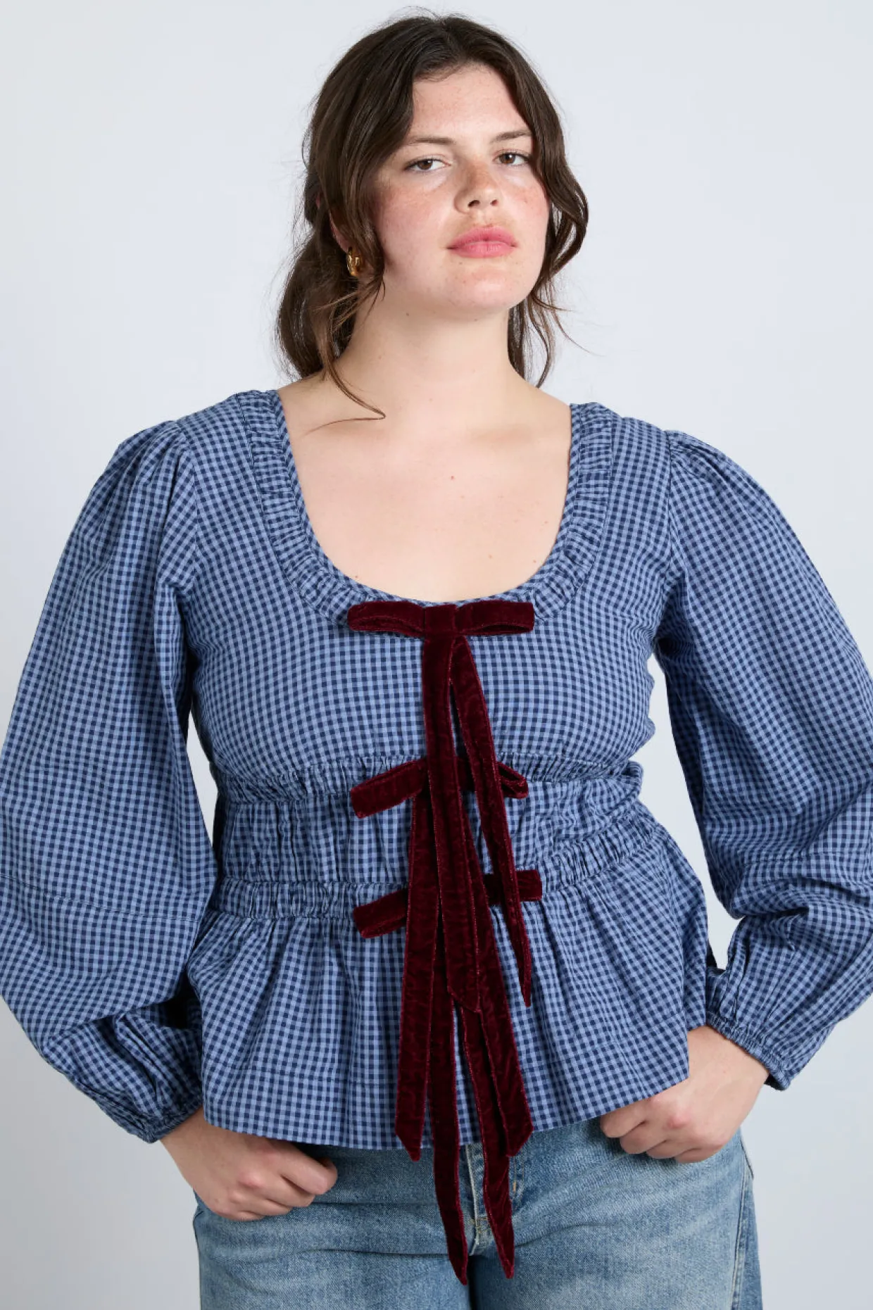 dakota blouse - blue check