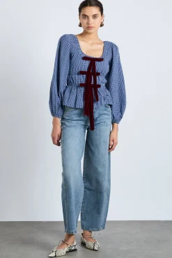 dakota blouse - blue check