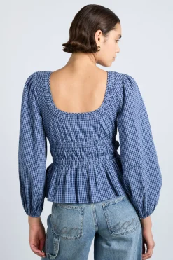 dakota blouse - blue check