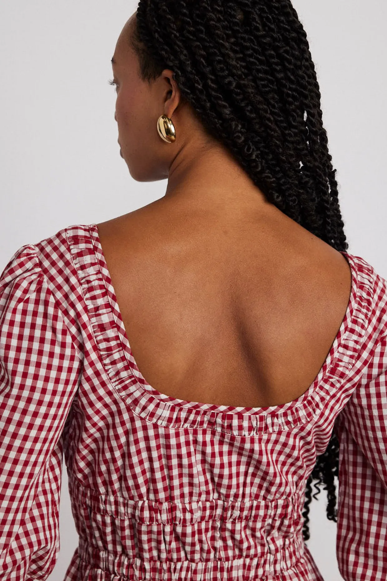 dakota bow midi dress - red gingham