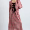 dakota bow midi dress - tartan