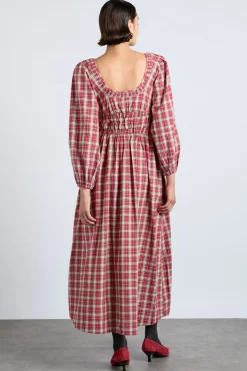 dakota bow midi dress - tartan