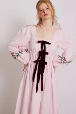 dakota dress - pink embroidery