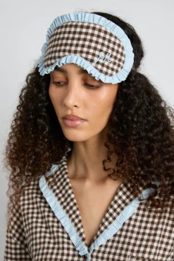 damson pj eye mask - brown gingham