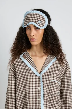 damson pj eye mask - brown gingham