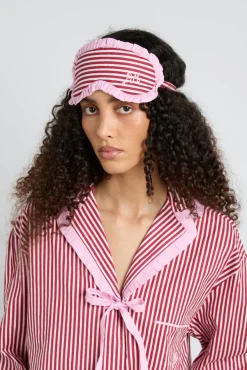 damson pj eye mask - red stripe