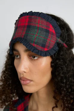 damson pj eye mask - red tartan