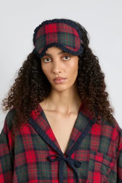 damson pj eye mask - red tartan