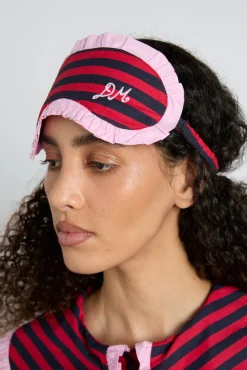 damson pj eye mask - red/navy stripe