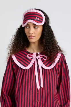 damson pj eye mask - red/navy stripe