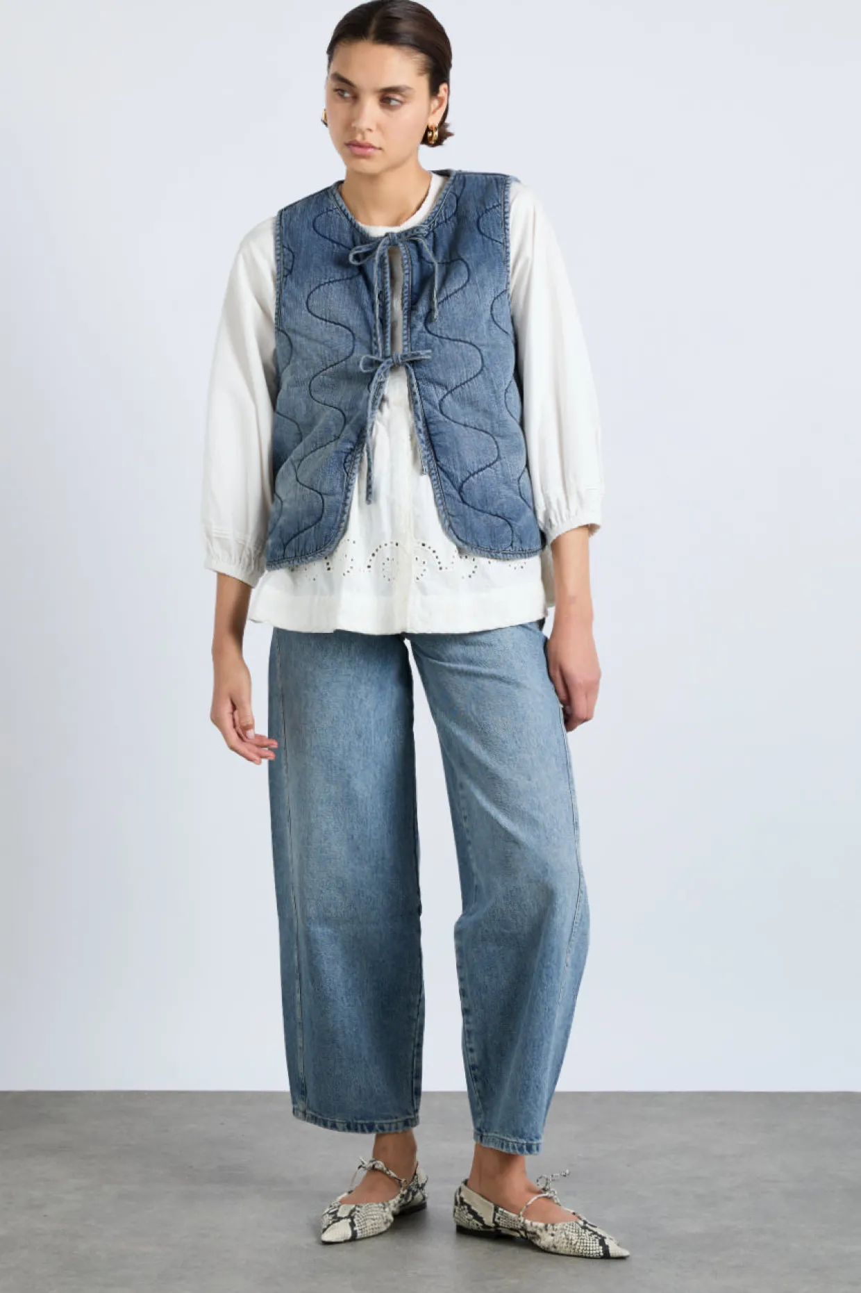 denim tilly gilet- vintage wash
