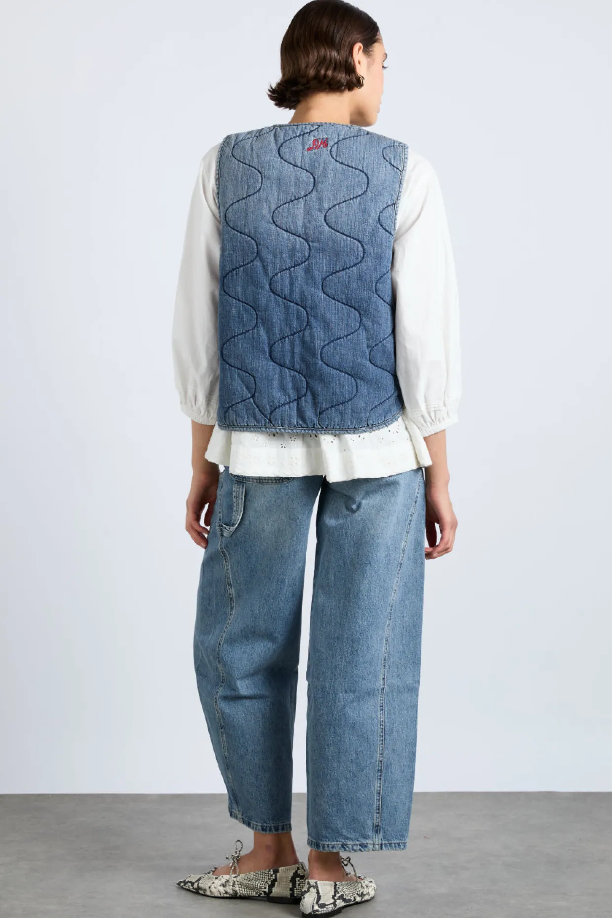 denim tilly gilet- vintage wash