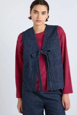 dilly gilet - navy pinstripe