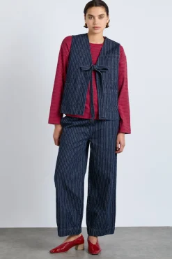 dilly gilet - navy pinstripe