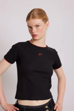 dm shrunken pointelle tee