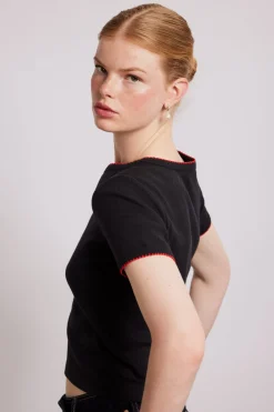 dm shrunken pointelle tee