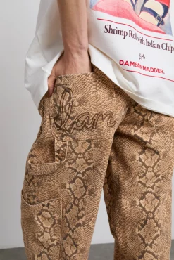 drew cargo jeans - snake print
