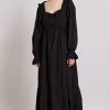 edith midi dress - black