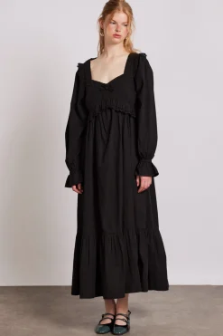 edith midi dress - black