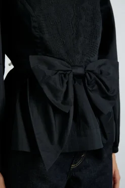eugenie bow blouse - black