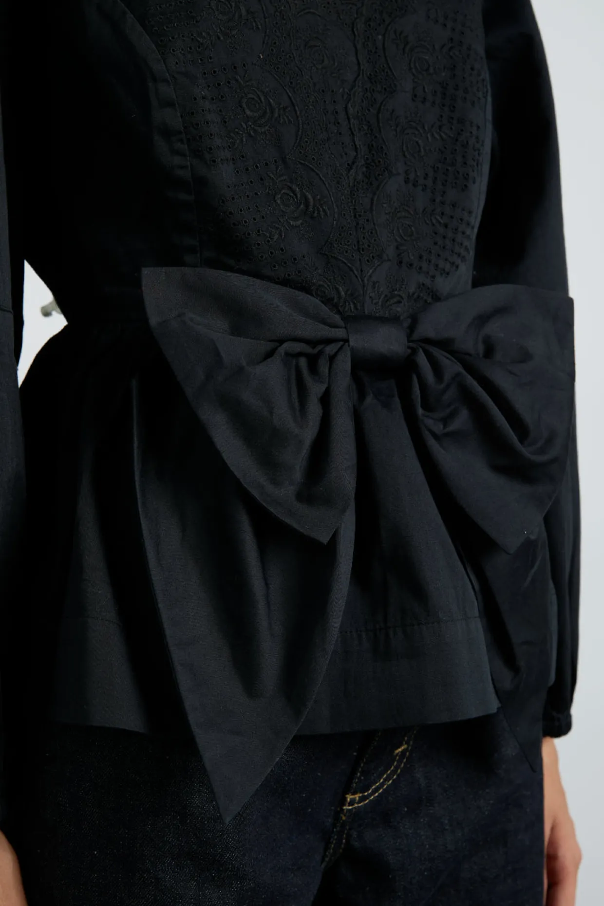 eugenie bow blouse - black