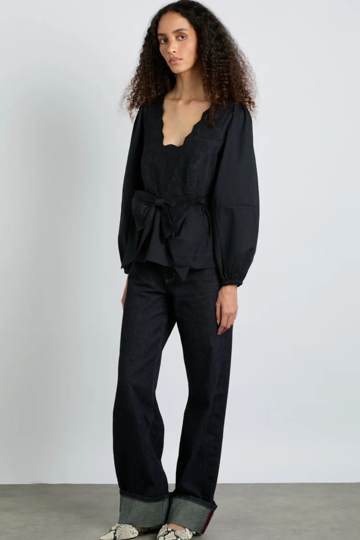 eugenie bow blouse - black