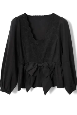 eugenie bow blouse - black