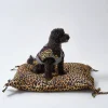 floor cushion pet bed - leopard print with bow detail