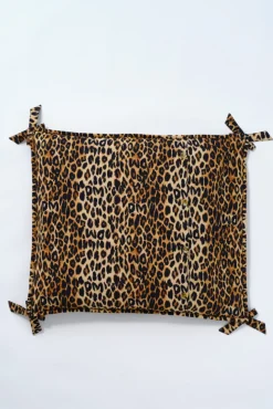 floor cushion pet bed - leopard print with bow detail