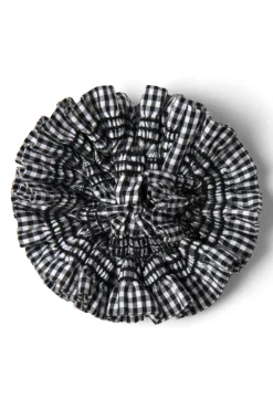 garter scrunchie in black u0026 ecru gingham with stitch detail