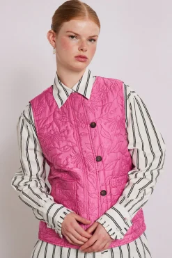 georgie reversible gilet - pink satin