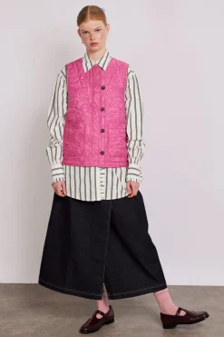 georgie reversible gilet - pink satin