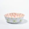 hand painted bow frill edge large serving bowl - pink gingham