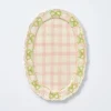hand painted bow frill edge platter - pink gingham