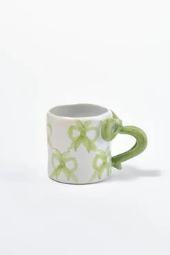 hand painted bow handle mug - bow design