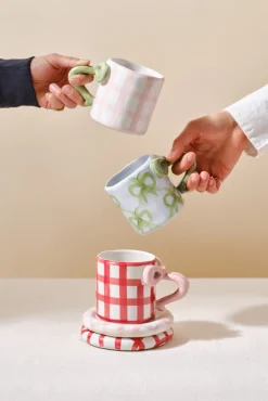 hand painted bow handle mug - bow design
