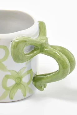 hand painted bow handle mug - bow design