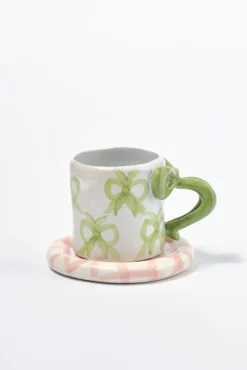 hand painted bow handle mug - bow design