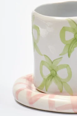 hand painted bow handle mug - bow design